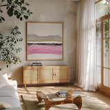 Iced Sherbetscape II by Chris Paschke. Shown in a natural wood frame in a cozy modern living room. Available as an archival giclee rolled canvas, fine art paper, or poster print. SKU 81895a.