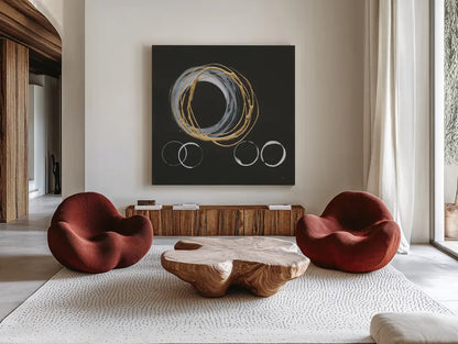 Imaging II by Chris Paschke. Shown as extra-large giant wall art in a modern living room. Available as an archival giclee rolled canvas, fine art paper, or poster print. SKU 81889a.