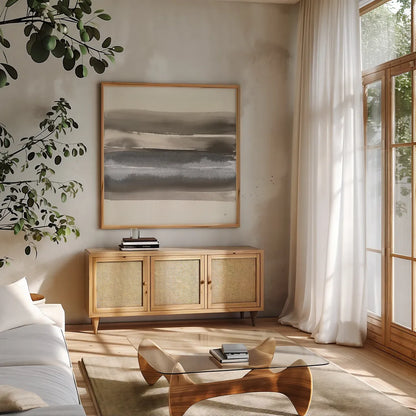 Impact I by Chris Paschke. Shown in a natural wood frame in a cozy modern living room. Available as an archival giclee rolled canvas, fine art paper, or poster print. SKU 86245a.