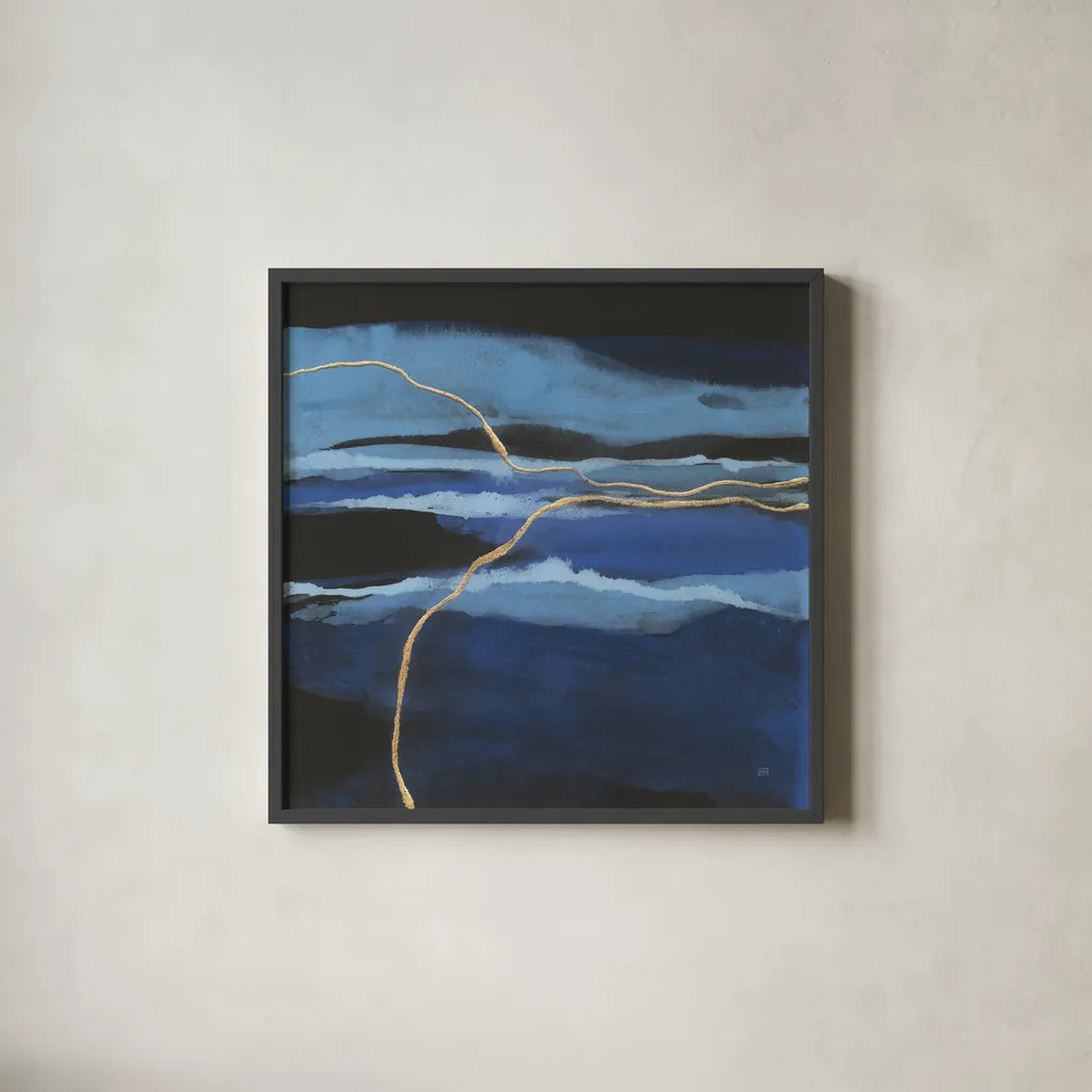 Improv I by Chris Paschke. Shown in a sleek black glass frame for a contemporary gallery look. Available as an archival giclee rolled canvas, fine art paper, or poster print. SKU 86237a.