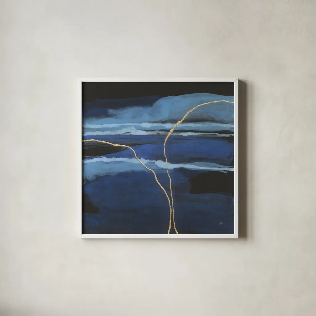 Improv II by Chris Paschke. Shown in a crisp white glass frame for a clean and minimalist style. Available as an archival giclee rolled canvas, fine art paper, or poster print. SKU 86238a.