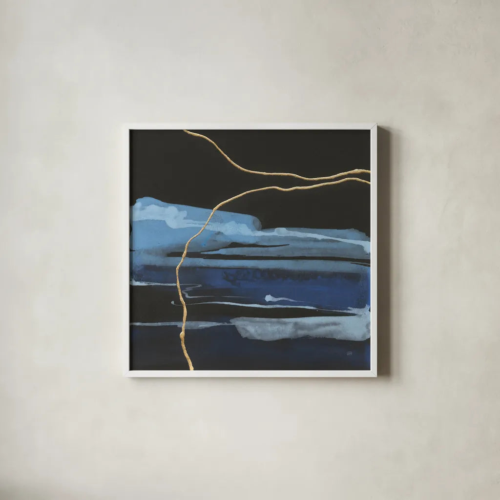 Improv III by Chris Paschke. Shown in a crisp white glass frame for a clean and minimalist style. Available as an archival giclee rolled canvas, fine art paper, or poster print. SKU 86239a.