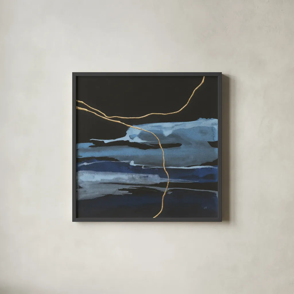 Improv IV by Chris Paschke. Shown in a sleek black glass frame for a contemporary gallery look. Available as an archival giclee rolled canvas, fine art paper, or poster print. SKU 86240a.