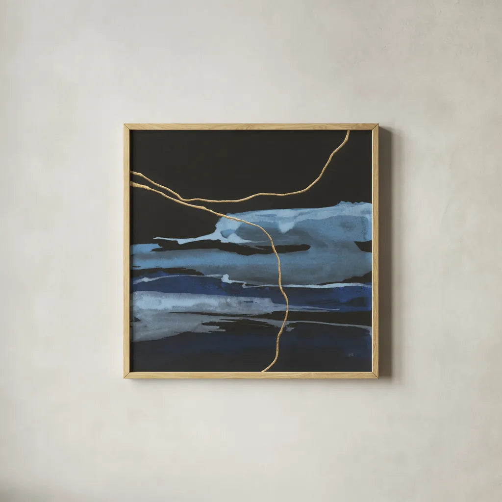 Improv IV by Chris Paschke. Shown in a natural wood glass frame for a timeless modern aesthetic. Available as an archival giclee rolled canvas, fine art paper, or poster print. SKU 86240a.