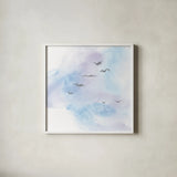 In Flight III by Chris Paschke. Shown in a crisp white glass frame for a clean and minimalist style. Available as an archival giclee rolled canvas, fine art paper, or poster print. SKU 95448a.