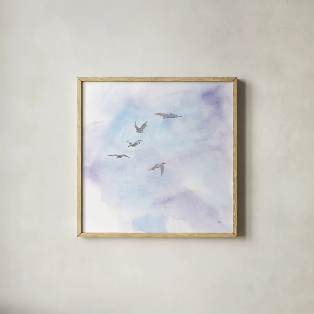 In Flight IV by Chris Paschke. Shown in a natural wood glass frame for a timeless modern aesthetic. Available as an archival giclee rolled canvas, fine art paper, or poster print. SKU 95449a.