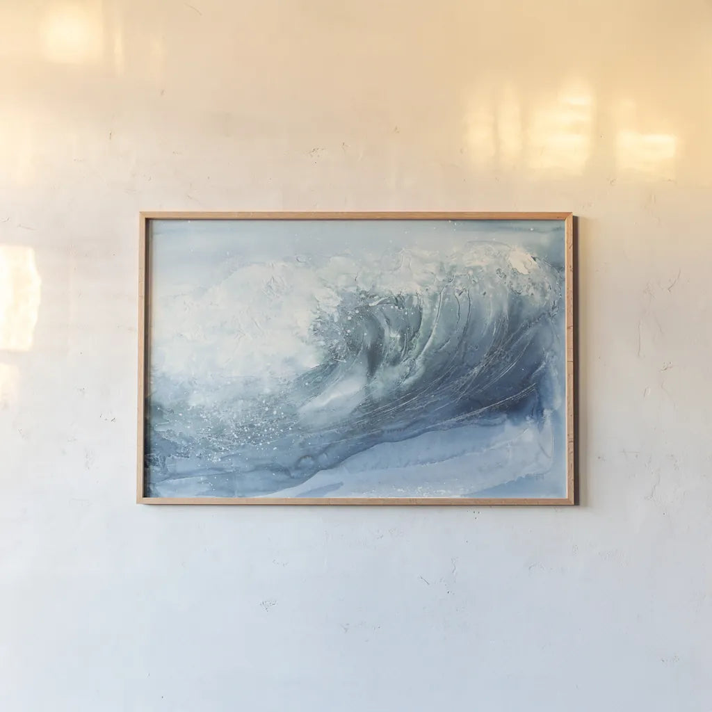 In the Blue VI by Chris Paschke. shown as a paper print in a natural frame. Available as a archival giclee rolled canvas, fine art paper, or poster print. SKU 61474i.