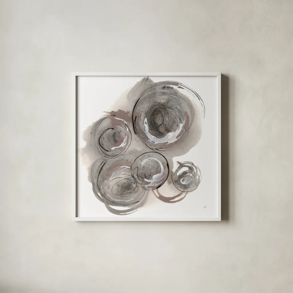 In the Circle II by Chris Paschke. Shown in a crisp white glass frame for a clean and minimalist style. Available as an archival giclee rolled canvas, fine art paper, or poster print. SKU 70670a.