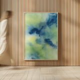 Indigo Flow I by Chris Paschke. shown as over sized large wall art. Available as an archival giclee rolled canvas, fine art paper, or poster print. SKU 49049h.