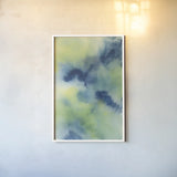 Indigo Flow I by Chris Paschke. shown as a paper print in a white frame. Available as a archival giclee rolled canvas, fine art paper, or poster print. SKU 49049h.