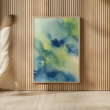 Indigo Flow II by Chris Paschke. shown as over sized large wall art. Available as an archival giclee rolled canvas, fine art paper, or poster print. SKU 49050h.