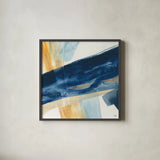 Indigo I by Chris Paschke. Shown in a sleek black glass frame for a contemporary gallery look. Available as an archival giclee rolled canvas, fine art paper, or poster print. SKU 15133a.