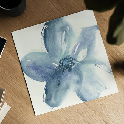 Indigo Mint I by Chris Paschke. Shown as a detailed flat fine art print, highlighting archival giclee quality. Available as an archival giclee rolled canvas, fine art paper, or poster print. SKU 33998a.