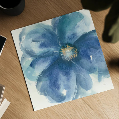 Indigo Mint III by Chris Paschke. Shown as a detailed flat fine art print, highlighting archival giclee quality. Available as an archival giclee rolled canvas, fine art paper, or poster print. SKU 34000a.