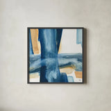 Indigo V by Chris Paschke. Shown in a sleek black glass frame for a contemporary gallery look. Available as an archival giclee rolled canvas, fine art paper, or poster print. SKU 15137a.