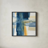 Indigo VI by Chris Paschke. Shown in a sleek black glass frame for a contemporary gallery look. Available as an archival giclee rolled canvas, fine art paper, or poster print. SKU 15138a.