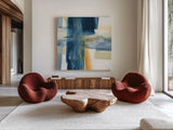Indigo VI by Chris Paschke. Shown as extra-large giant wall art in a modern living room. Available as an archival giclee rolled canvas, fine art paper, or poster print. SKU 15138a.