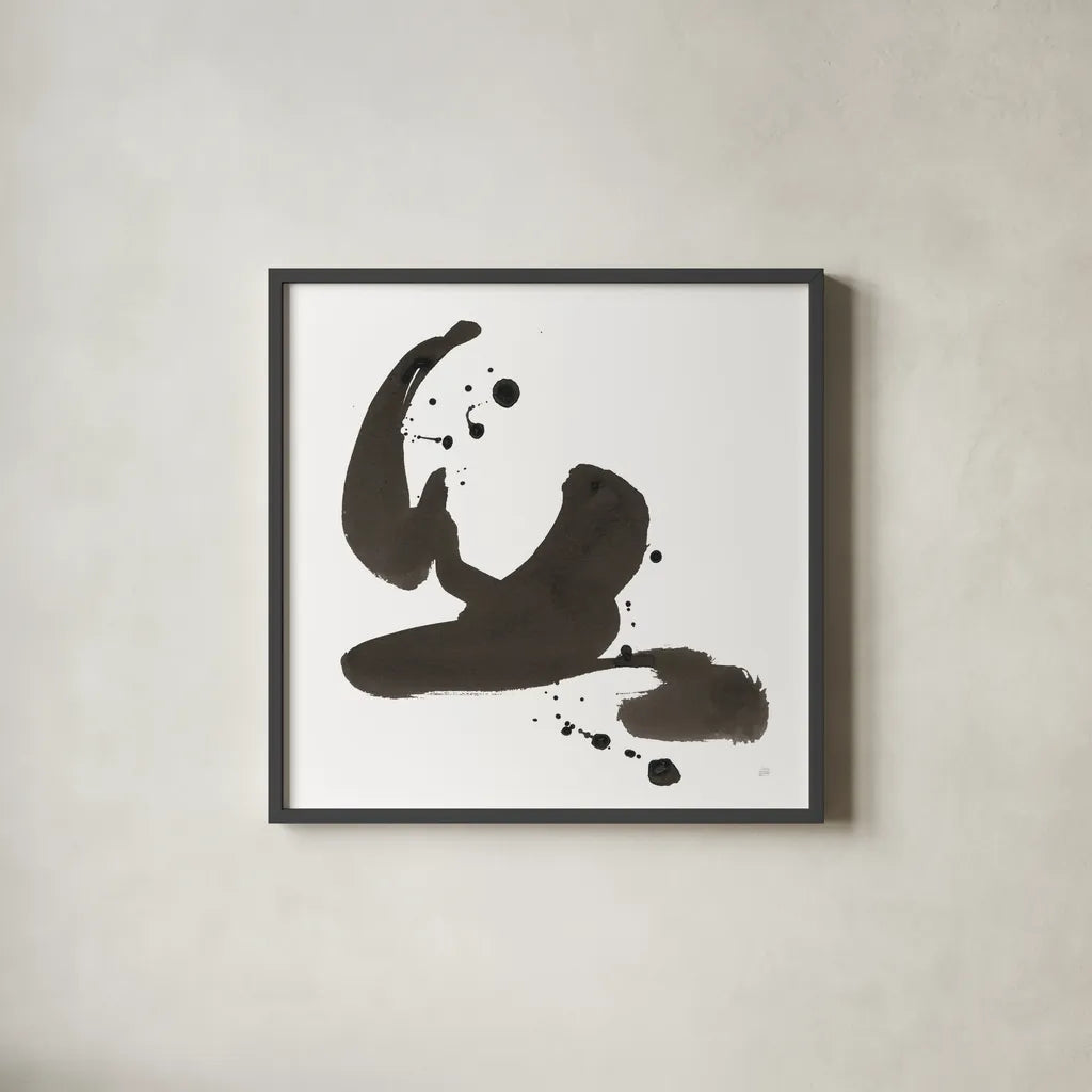 Ink Drops I by Chris Paschke. Shown in a sleek black glass frame for a contemporary gallery look. Available as an archival giclee rolled canvas, fine art paper, or poster print. SKU 66207a.