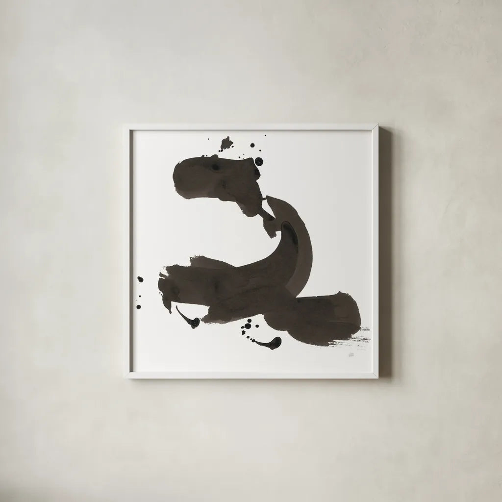 Ink Drops II by Chris Paschke. Shown in a crisp white glass frame for a clean and minimalist style. Available as an archival giclee rolled canvas, fine art paper, or poster print. SKU 66208a.