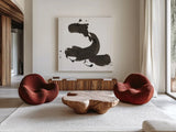 Ink Drops II by Chris Paschke. Shown as extra-large giant wall art in a modern living room. Available as an archival giclee rolled canvas, fine art paper, or poster print. SKU 66208a.