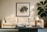 Ink Flow I by Chris Paschke. Displayed in a glass frame with matte in a clean modern living room. Available as an archival giclee rolled canvas, fine art paper, or poster print. SKU 75457a.