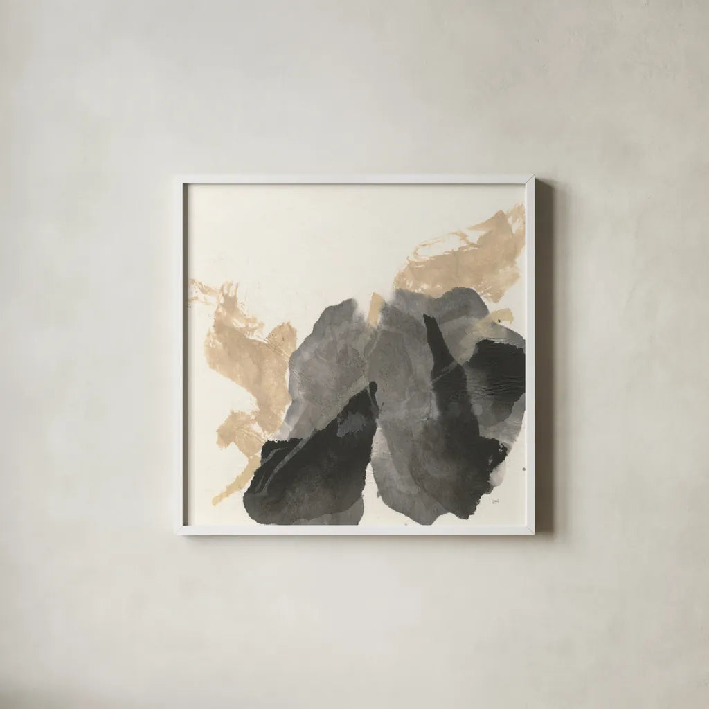 Ink Flow III by Chris Paschke. Shown in a crisp white glass frame for a clean and minimalist style. Available as an archival giclee rolled canvas, fine art paper, or poster print. SKU 75459a.