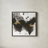 Ink Splash II by Chris Paschke. Shown in a sleek black glass frame for a contemporary gallery look. Available as an archival giclee rolled canvas, fine art paper, or poster print. SKU 99397a.