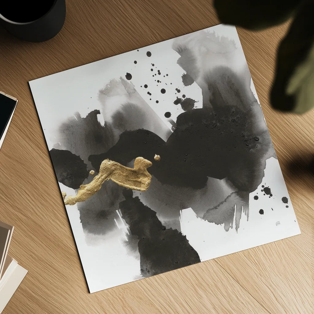 Ink Splash III by Chris Paschke. Shown as a detailed flat fine art print, highlighting archival giclee quality. Available as an archival giclee rolled canvas, fine art paper, or poster print. SKU 99398a.