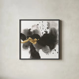 Ink Splash III by Chris Paschke. Shown in a sleek black glass frame for a contemporary gallery look. Available as an archival giclee rolled canvas, fine art paper, or poster print. SKU 99398a.