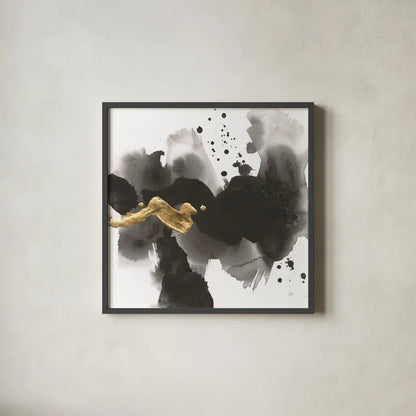 Ink Splash III by Chris Paschke. Shown in a sleek black glass frame for a contemporary gallery look. Available as an archival giclee rolled canvas, fine art paper, or poster print. SKU 99398a.