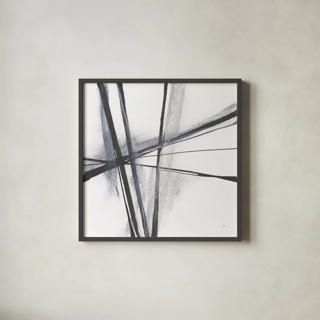 Ink and Pastel I by Chris Paschke. Shown in a sleek black glass frame for a contemporary gallery look. Available as an archival giclee rolled canvas, fine art paper, or poster print. SKU 84559a.