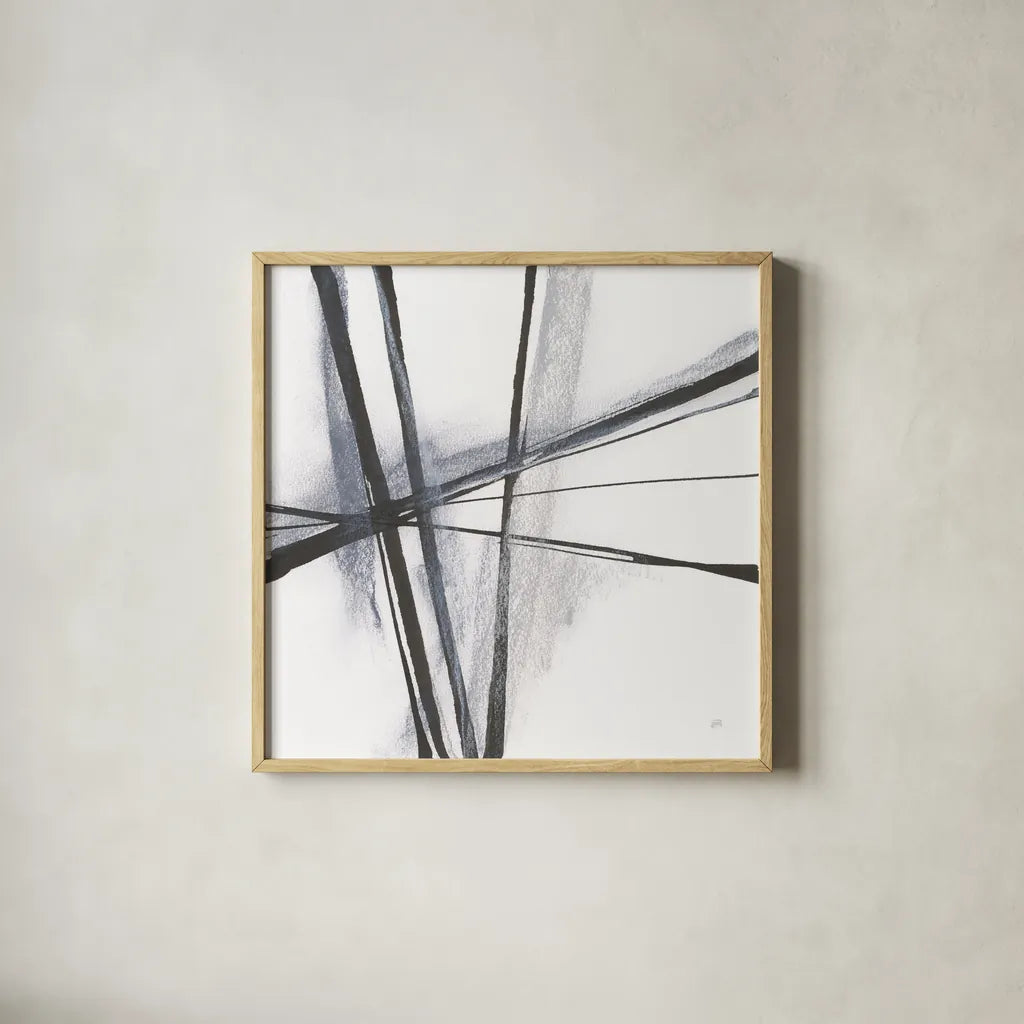 Ink and Pastel I by Chris Paschke. Shown in a natural wood glass frame for a timeless modern aesthetic. Available as an archival giclee rolled canvas, fine art paper, or poster print. SKU 84559a.