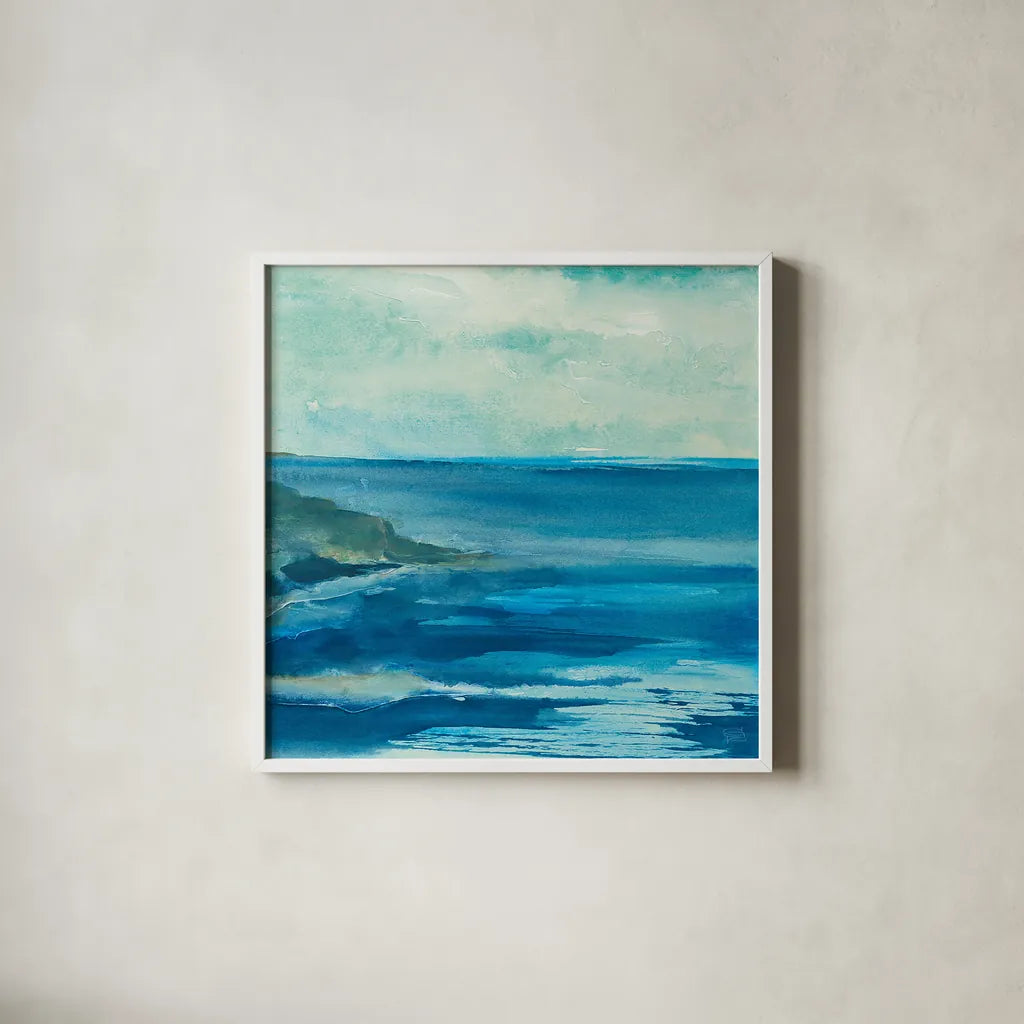 Inlet by Chris Paschke. Shown in a crisp white glass frame for a clean and minimalist style. Available as an archival giclee rolled canvas, fine art paper, or poster print. SKU 14962a.