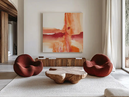 Inner Glow I by Chris Paschke. Shown as extra-large giant wall art in a modern living room. Available as an archival giclee rolled canvas, fine art paper, or poster print. SKU 15036a.