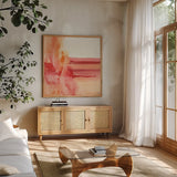 Inner Glow II by Chris Paschke. Shown in a natural wood frame in a cozy modern living room. Available as an archival giclee rolled canvas, fine art paper, or poster print. SKU 15037a.