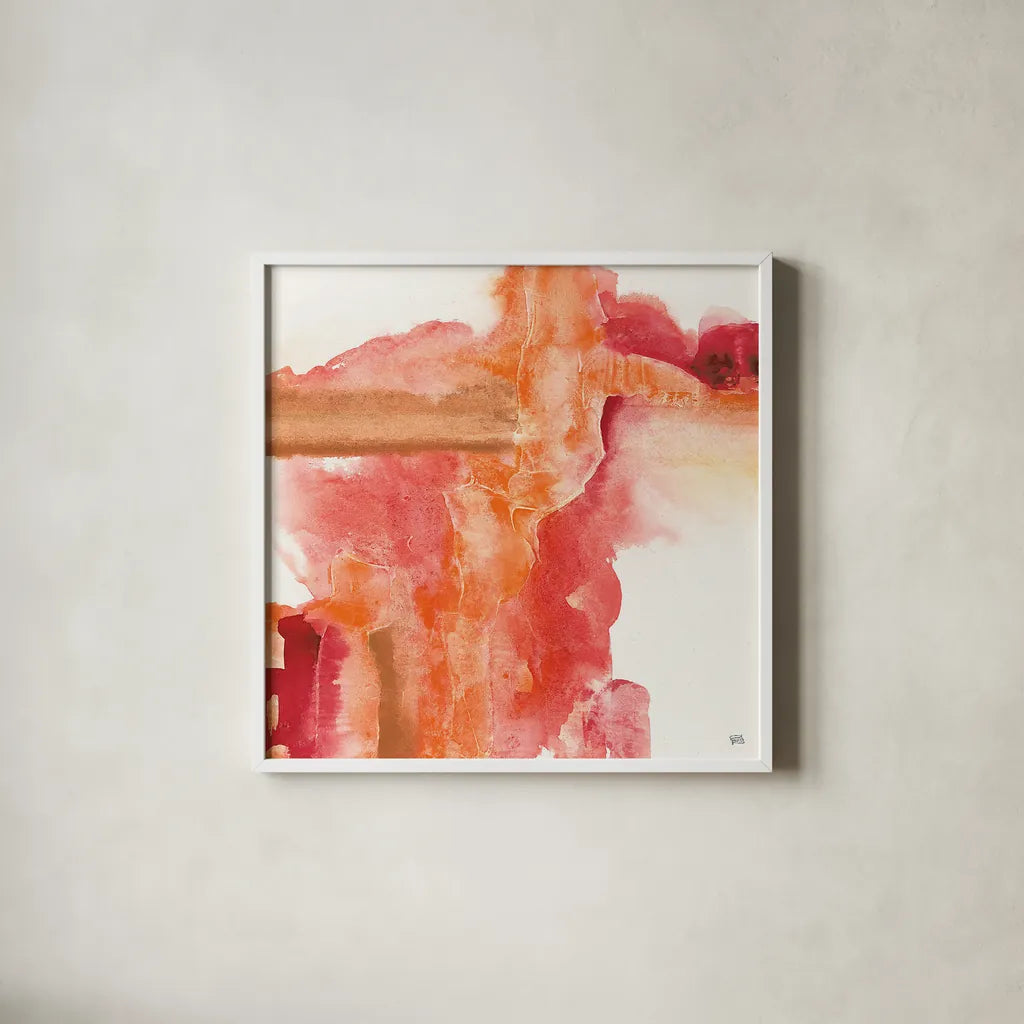 Inner Glow III 27x27 by Chris Paschke. Shown in a crisp white glass frame for a clean and minimalist style. Available as an archival giclee rolled canvas, fine art paper, or poster print. SKU 15038a.