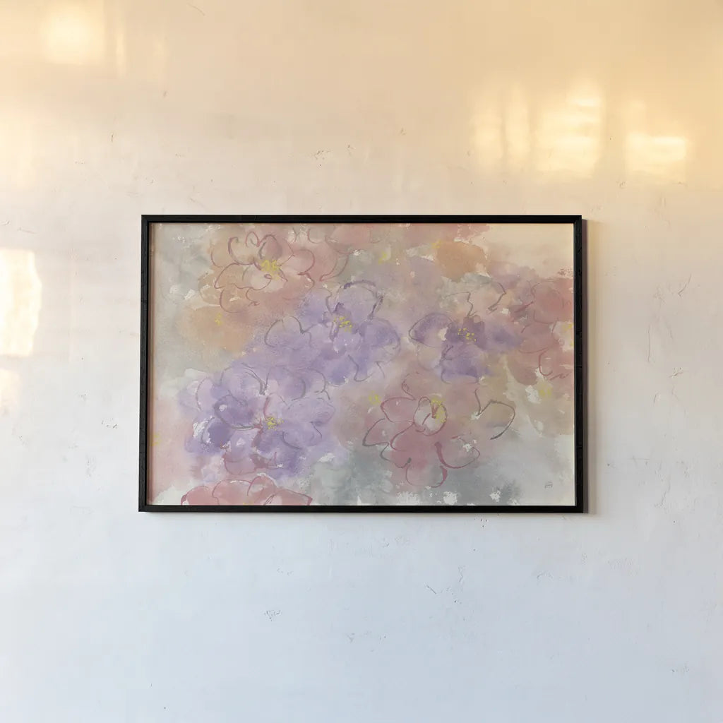 Intimate Freesia by Chris Paschke. shown as a paper print in a black flame. Available as a archival giclee rolled canvas, fine art paper, or poster print. SKU 50271i.