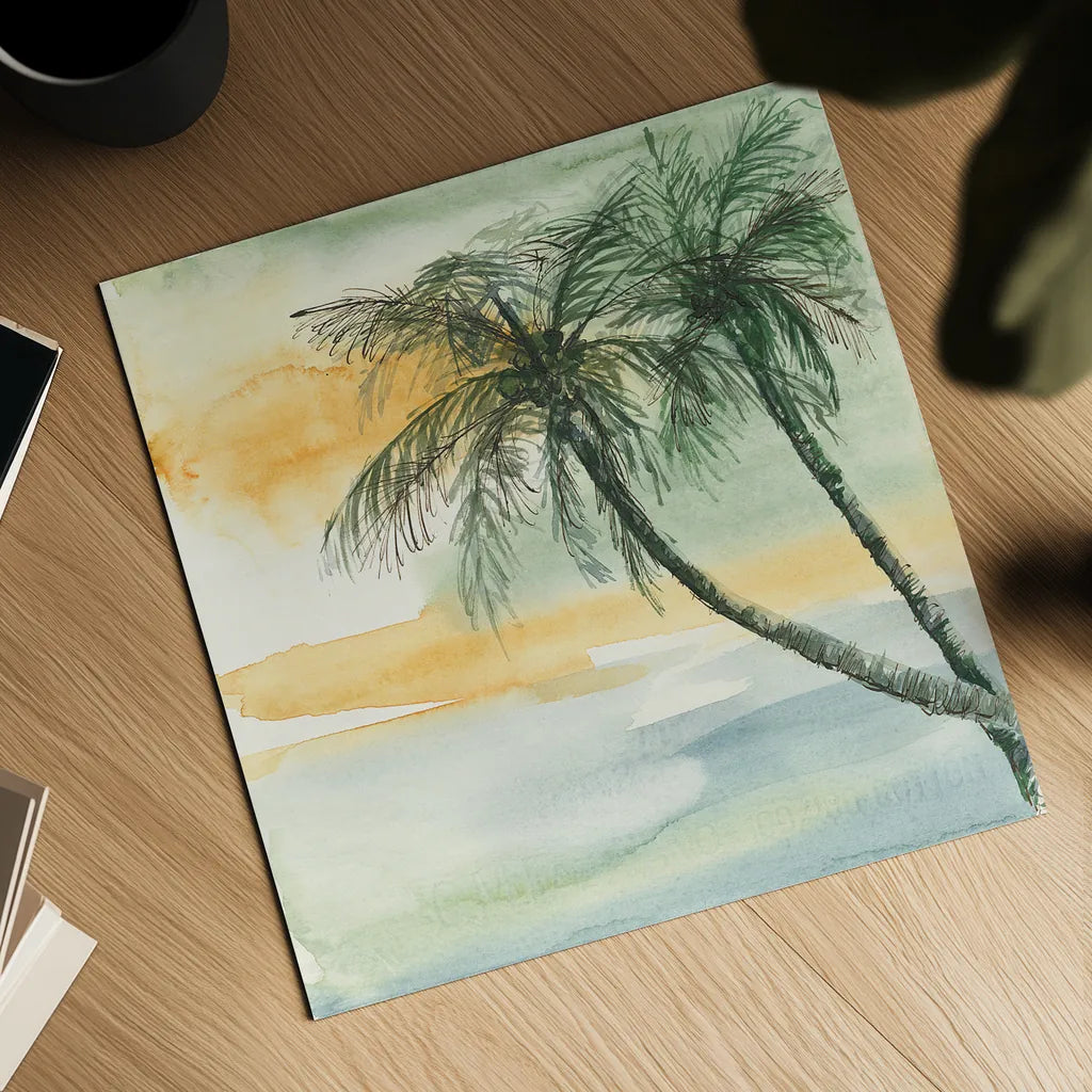 Island Sunset II by Chris Paschke. Shown as a detailed flat fine art print, highlighting archival giclee quality. Available as an archival giclee rolled canvas, fine art paper, or poster print. SKU 23898a.