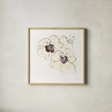Ivory Poppies I by Chris Paschke. Shown in a natural wood glass frame for a timeless modern aesthetic. Available as an archival giclee rolled canvas, fine art paper, or poster print. SKU 91442a.