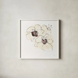 Ivory Poppies I by Chris Paschke. Shown in a crisp white glass frame for a clean and minimalist style. Available as an archival giclee rolled canvas, fine art paper, or poster print. SKU 91442a.