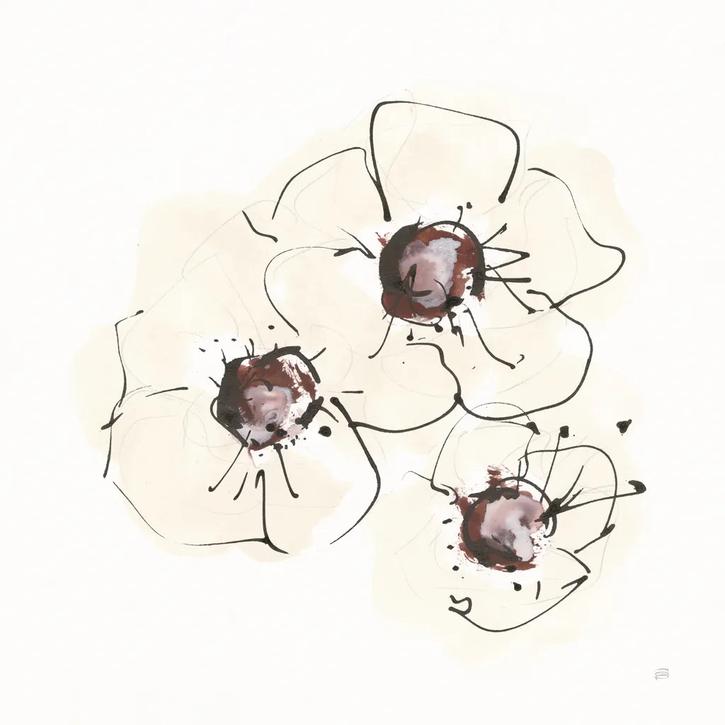 Ivory Poppies II by Chris Paschke. SKU 91443a. Archival Giclee Fine art print for wall decor.