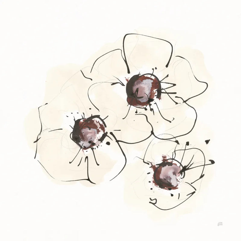 Ivory Poppies II by Chris Paschke. SKU 91443a. Archival Giclee Fine art print for wall decor.