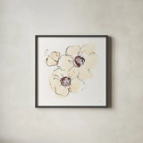 Ivory Poppies III by Chris Paschke. Shown in a sleek black glass frame for a contemporary gallery look. Available as an archival giclee rolled canvas, fine art paper, or poster print. SKU 91444a.