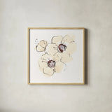 Ivory Poppies III by Chris Paschke. Shown in a natural wood glass frame for a timeless modern aesthetic. Available as an archival giclee rolled canvas, fine art paper, or poster print. SKU 91444a.