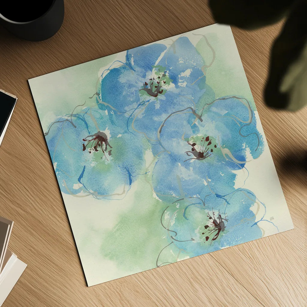 Japanese Quince I by Chris Paschke. Shown as a detailed flat fine art print, highlighting archival giclee quality. Available as an archival giclee rolled canvas, fine art paper, or poster print. SKU 50261a.