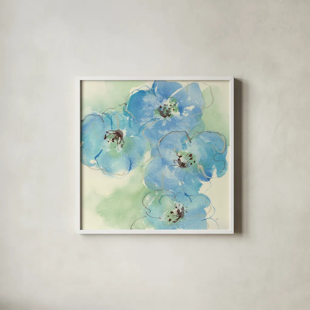 Japanese Quince I by Chris Paschke. Shown in a crisp white glass frame for a clean and minimalist style. Available as an archival giclee rolled canvas, fine art paper, or poster print. SKU 50261a.