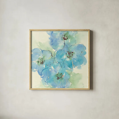 Japanese Quince II by Chris Paschke. Shown in a natural wood glass frame for a timeless modern aesthetic. Available as an archival giclee rolled canvas, fine art paper, or poster print. SKU 50262a.