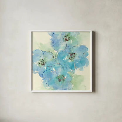Japanese Quince II by Chris Paschke. Shown in a crisp white glass frame for a clean and minimalist style. Available as an archival giclee rolled canvas, fine art paper, or poster print. SKU 50262a.