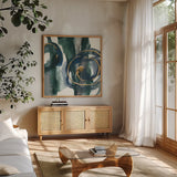Jasper III by Chris Paschke. Shown in a natural wood frame in a cozy modern living room. Available as an archival giclee rolled canvas, fine art paper, or poster print. SKU 34709a.