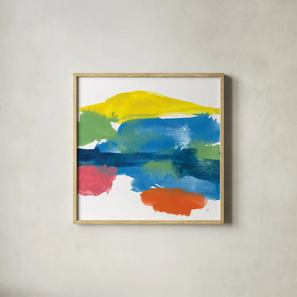 Jewel Abstraction II by Chris Paschke. Shown in a natural wood glass frame for a timeless modern aesthetic. Available as an archival giclee rolled canvas, fine art paper, or poster print. SKU 80136a.